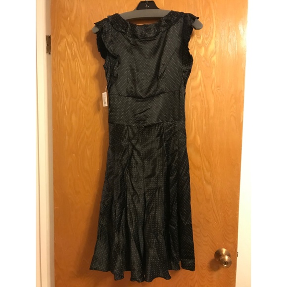 Moschino Cheap & Chic | Black Silk Dress with White Pindots - Picture 2 of 3